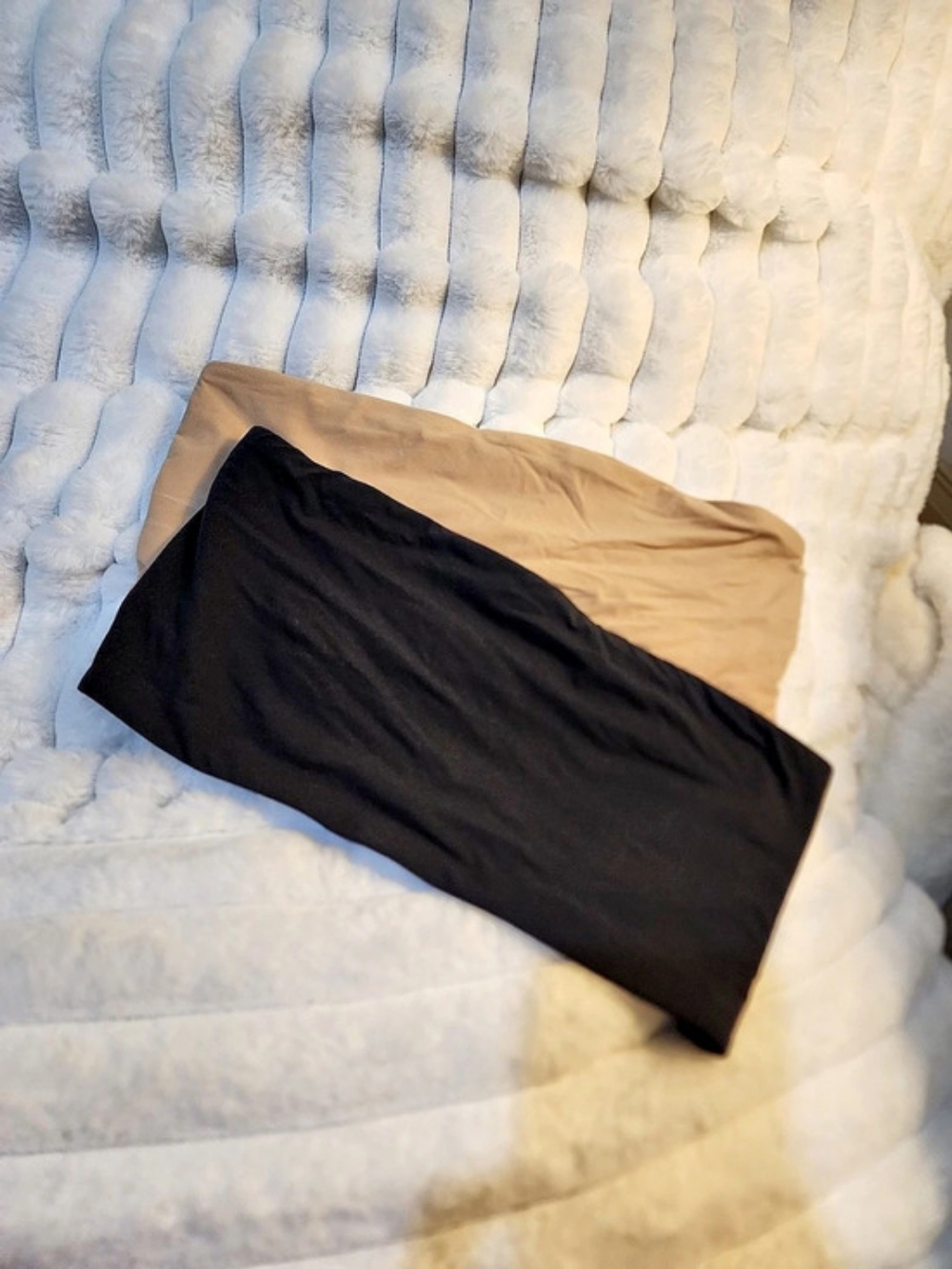 Skims Fits Everybody Bandeau Shapewear Black & Sand--Medium